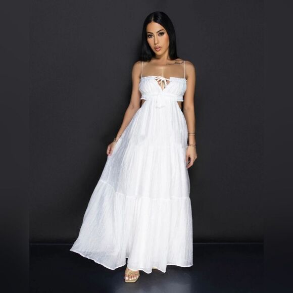 Dresses & Skirts - White Tiered Ruffled White Maxi Dress